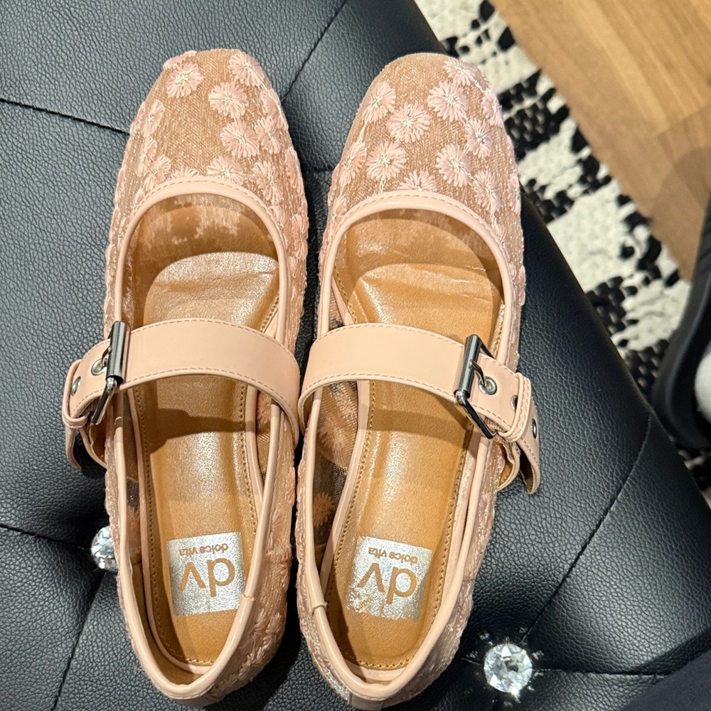 DV by Dolce Vita Pink Floral Mesh Ballet Shoes